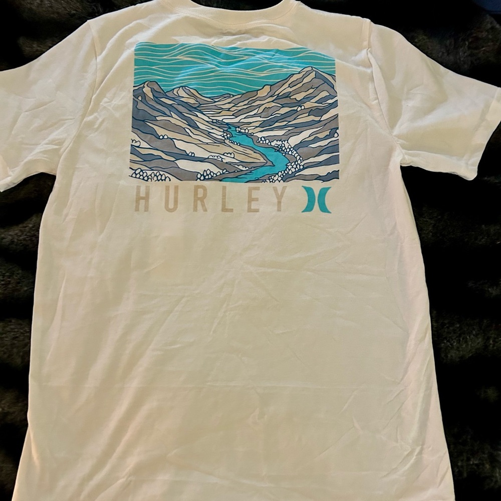 Hurley White Tee with Blue Logo